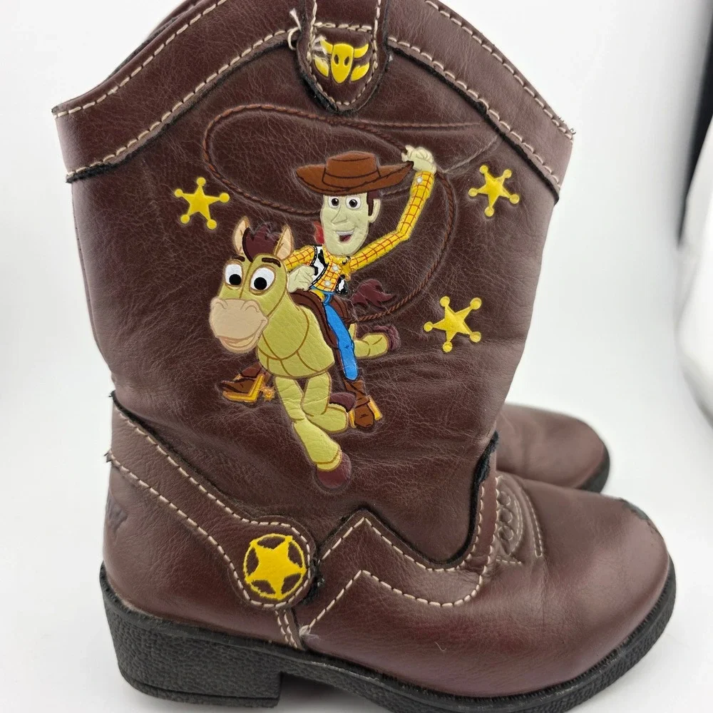 Disney Toy Story Woody Bullseye Cowboy Boots Toddler Size 7 Brown FAIR Western